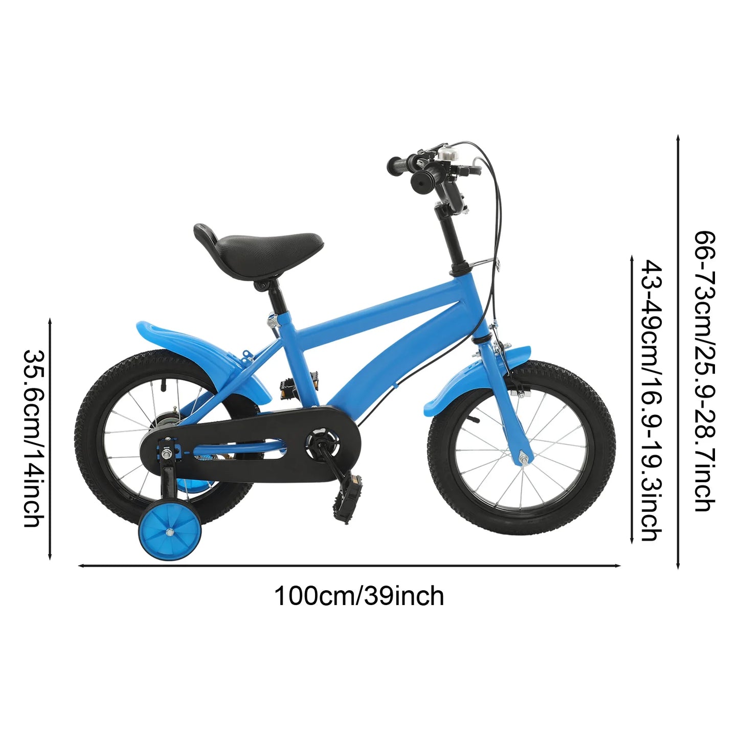 14 Inch Kids Bike w/ Training Wheels, Adjustable Seat Height Dual Brakes Children's Bicycle Kids Learning Bicycle for Boys Girls