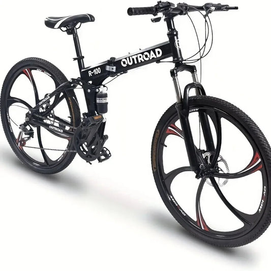 26 Inch Mountain Bike 21 Speed Dual Suspension MTB, Steel Frame Disc Brakes, All Terrain Adult Bicycle