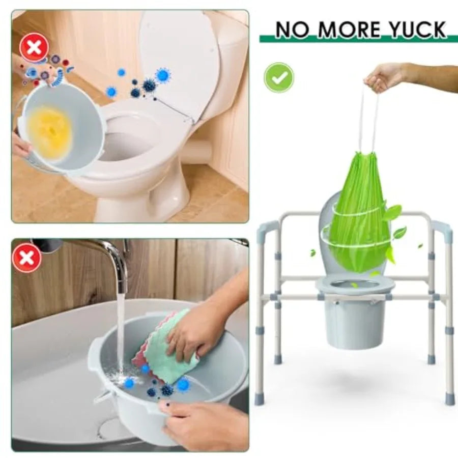 BOOWOO Bedside Commode Liners with Absorbent Pads Disposable Commode Bags/Pads Scented Adult Potty Chair Liners Portable Commod