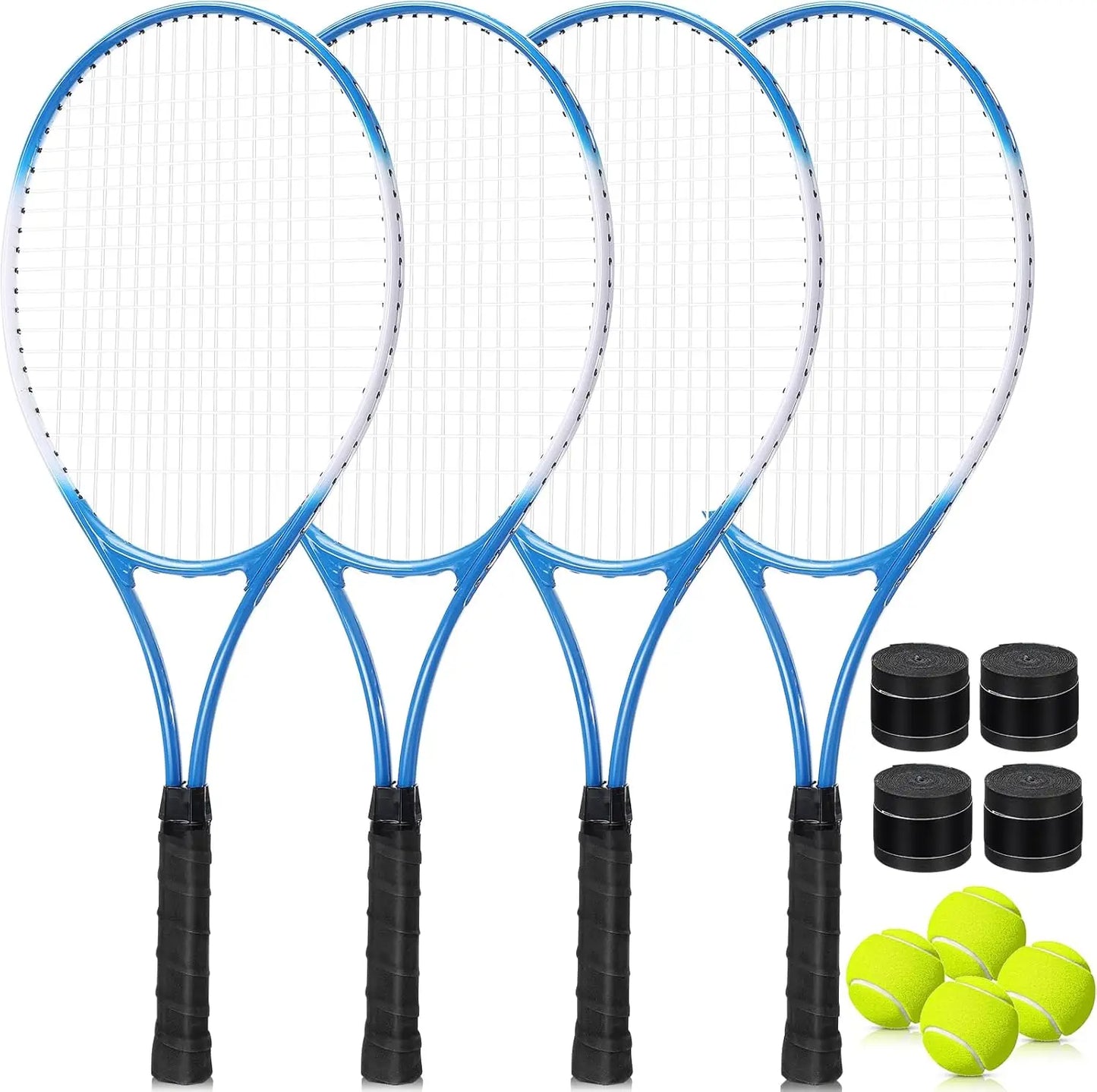 4 Pack Tennis Rackets for Adults Recreational 4 Players Pre Strung 27 Inch Tennis Racquets