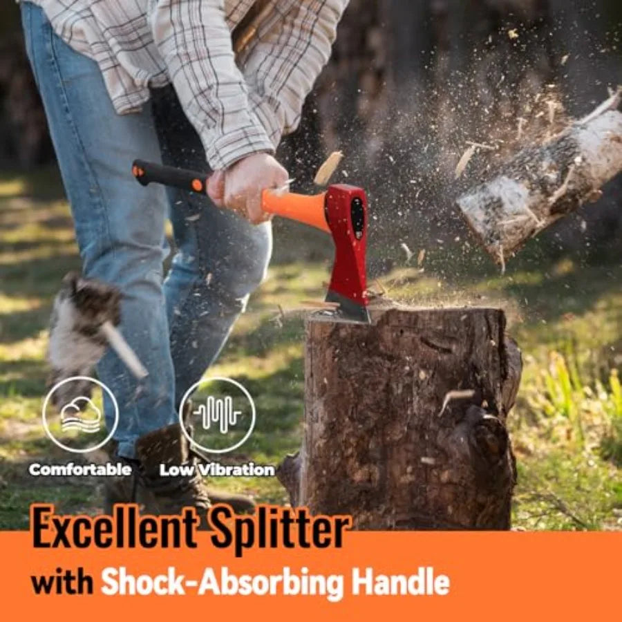 Chopping Axe: 33.5" Hatchet Axe with Shock Absorbing Fiberglass Handle 4.5lbs Felling Axes for Splitting Log Cutting Firewood G