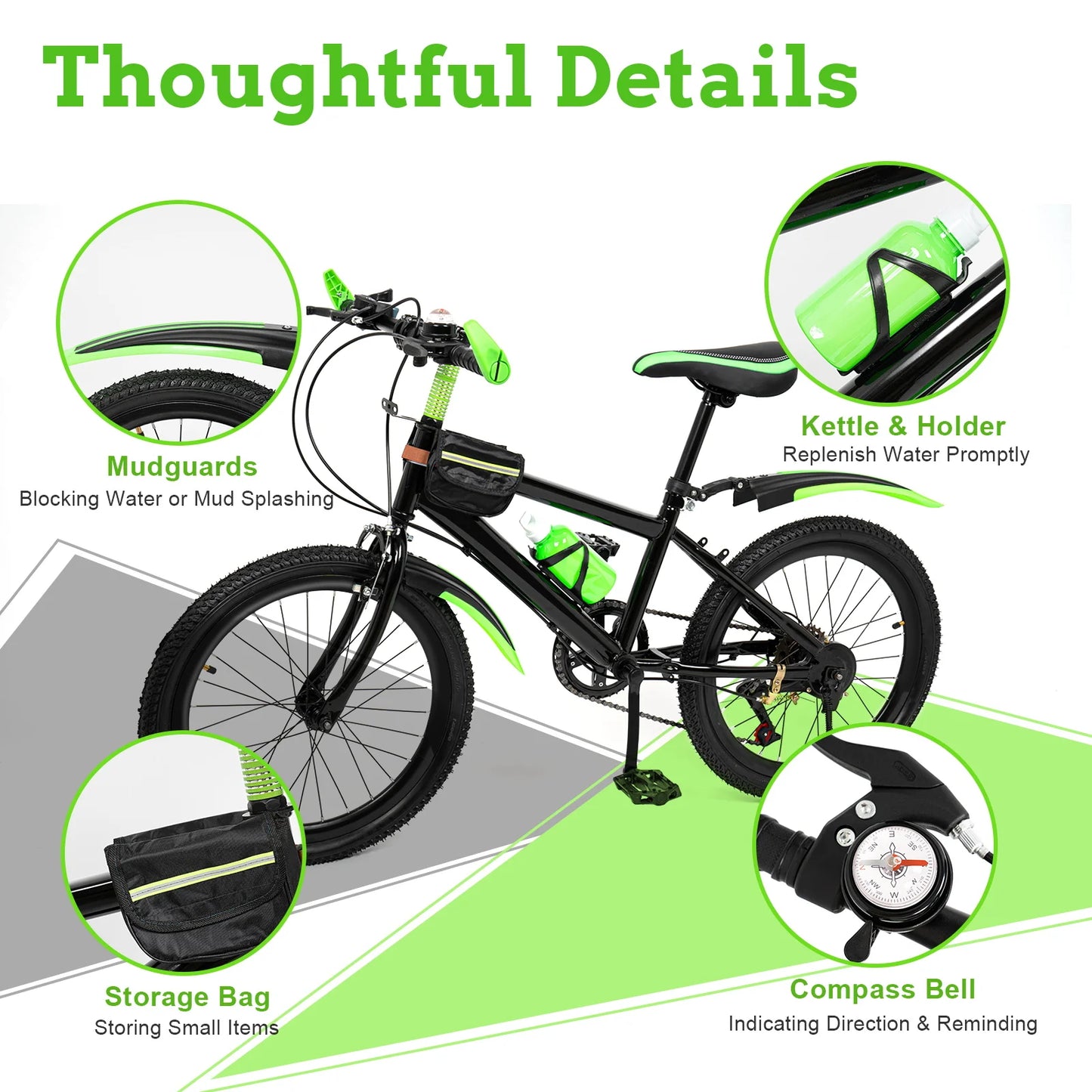 20-inch Children's Mountain Bike, 7-Speed Kids' Bicycles with Adjustable Seat & Front/Rear Brakes for Ages 4-6 Years