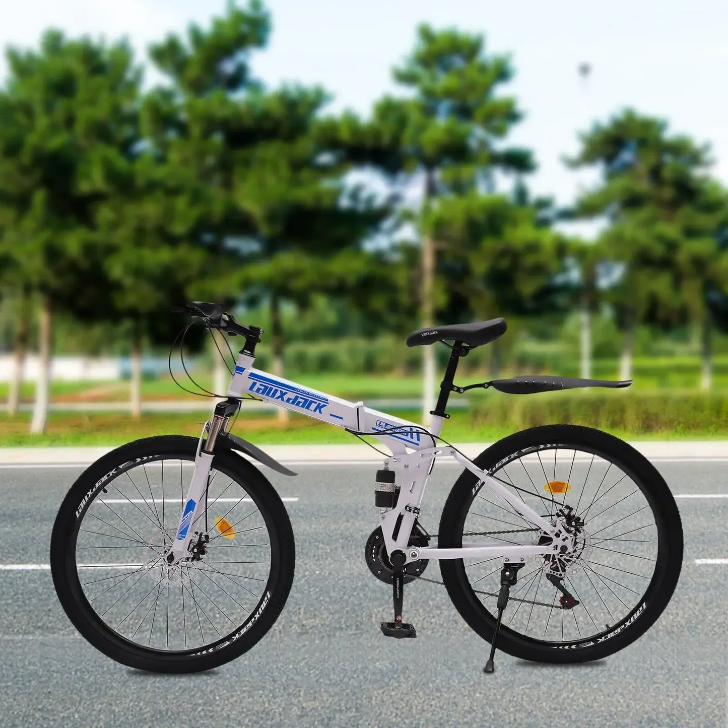 26" Folding Mountain Bike 21-Speed Dual Disc Brakes Men's MTB for Commuting Outdoor Sports