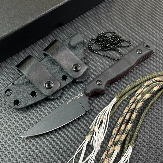 New Styles TOPS with Sheath Outdoor Straight Knife G10 Handle 8Cr13Mov Blade Camping Hunting Self-defense Multi-fuctional Tools