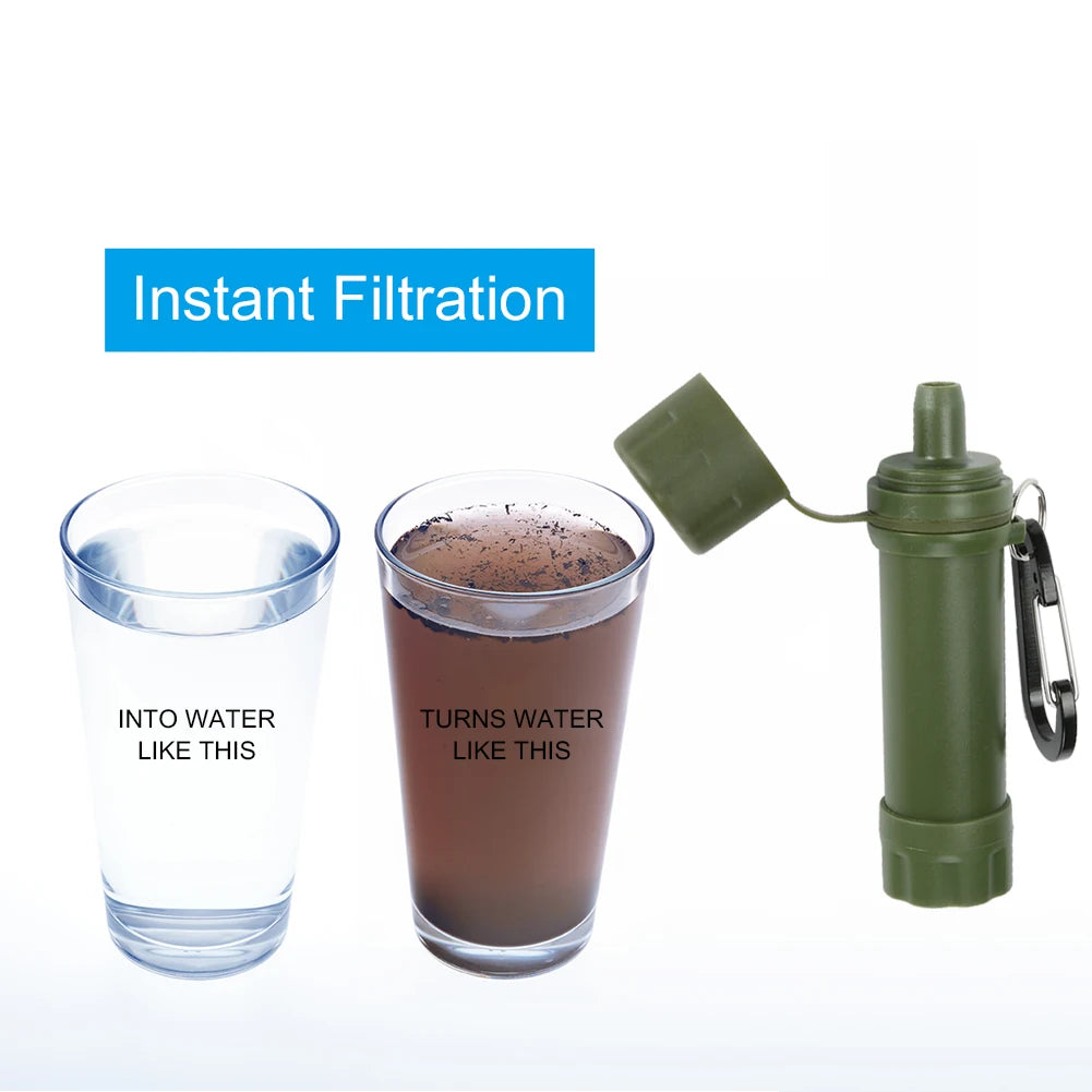 Wild Life Emergency Drinking Water Filtering Tools Portable Camping Hiking Life Survival Water Purifier Filter with Straw