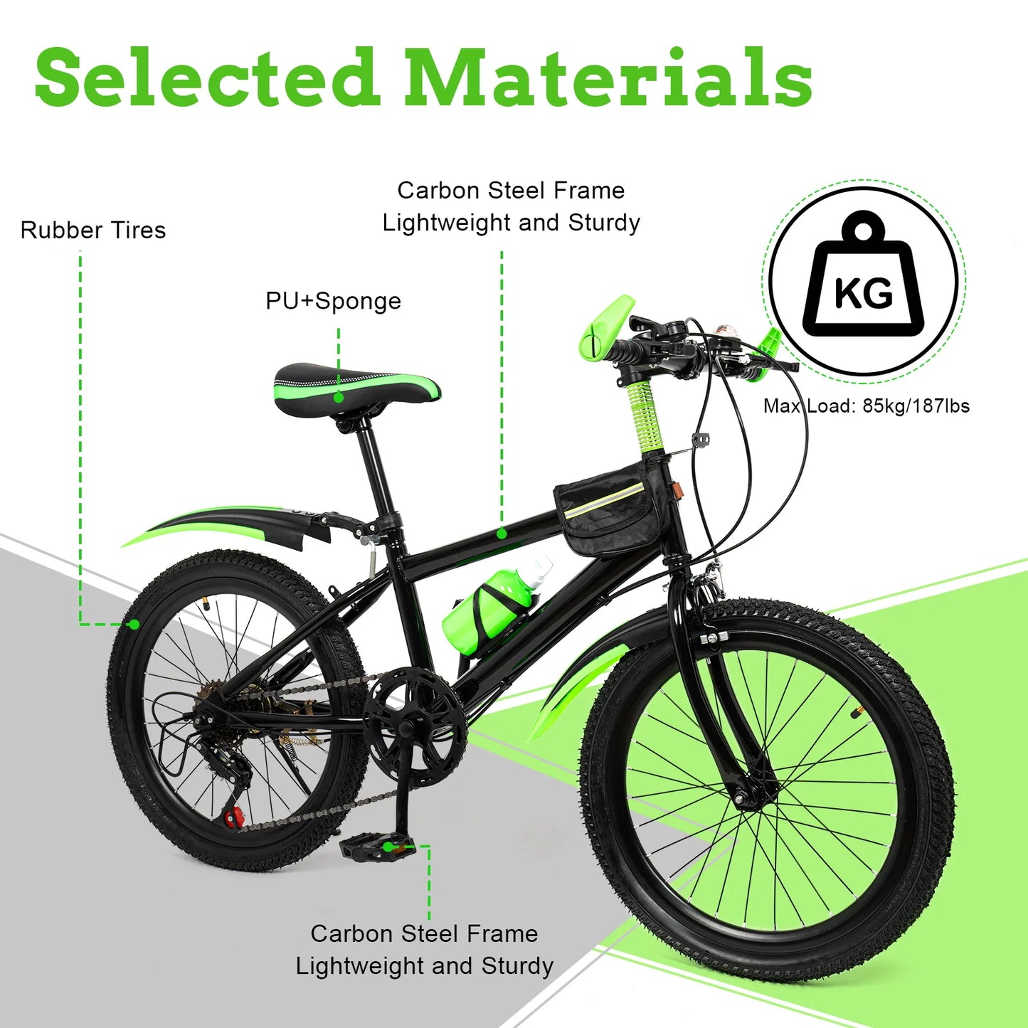 20-inch Children's Mountain Bike, 7-Speed Kids' Bicycles with Adjustable Seat & Front/Rear Brakes for Ages 4-6 Years