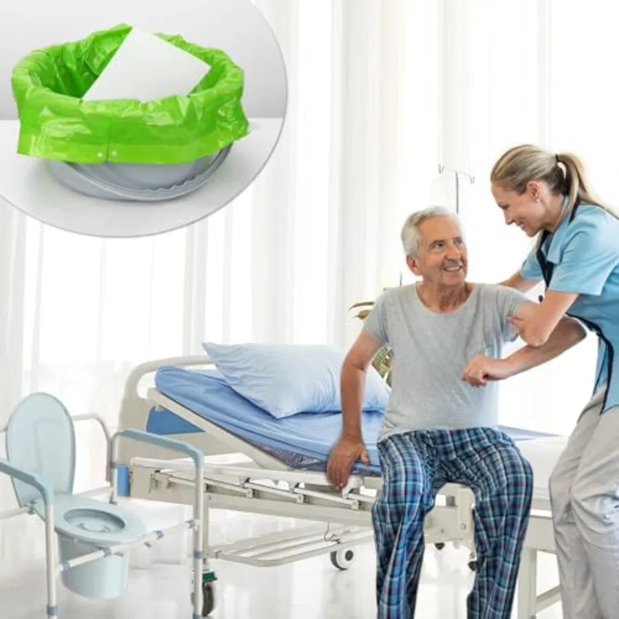 BOOWOO Bedside Commode Liners with Absorbent Pads Disposable Commode Bags/Pads Scented Adult Potty Chair Liners Portable Commod