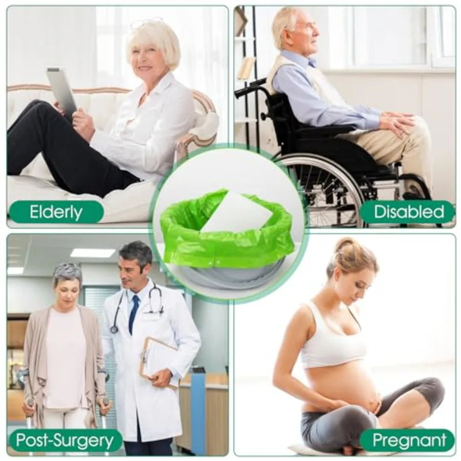 BOOWOO Bedside Commode Liners with Absorbent Pads Disposable Commode Bags/Pads Scented Adult Potty Chair Liners Portable Commod