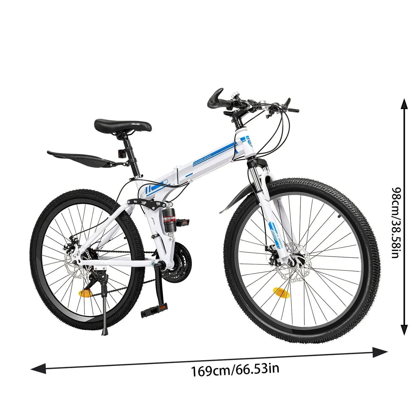 26" Folding Mountain Bike 21-Speed Dual Disc Brakes Men's MTB for Commuting Outdoor Sports