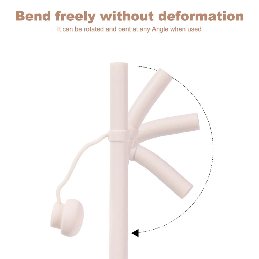 Silicone Long Reusable Straw with Straw Tip Drinking Straw Dustproof Soft Straw for Stanley 20/30/40oz Cup Accessories