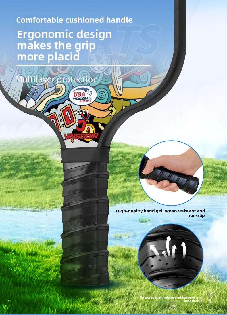 Pickleball Paddles Set Fiberglass, Honeycomb Core Lightweight pickleball paddle USAPA Approved Adult and Kids Match Beach Racket
