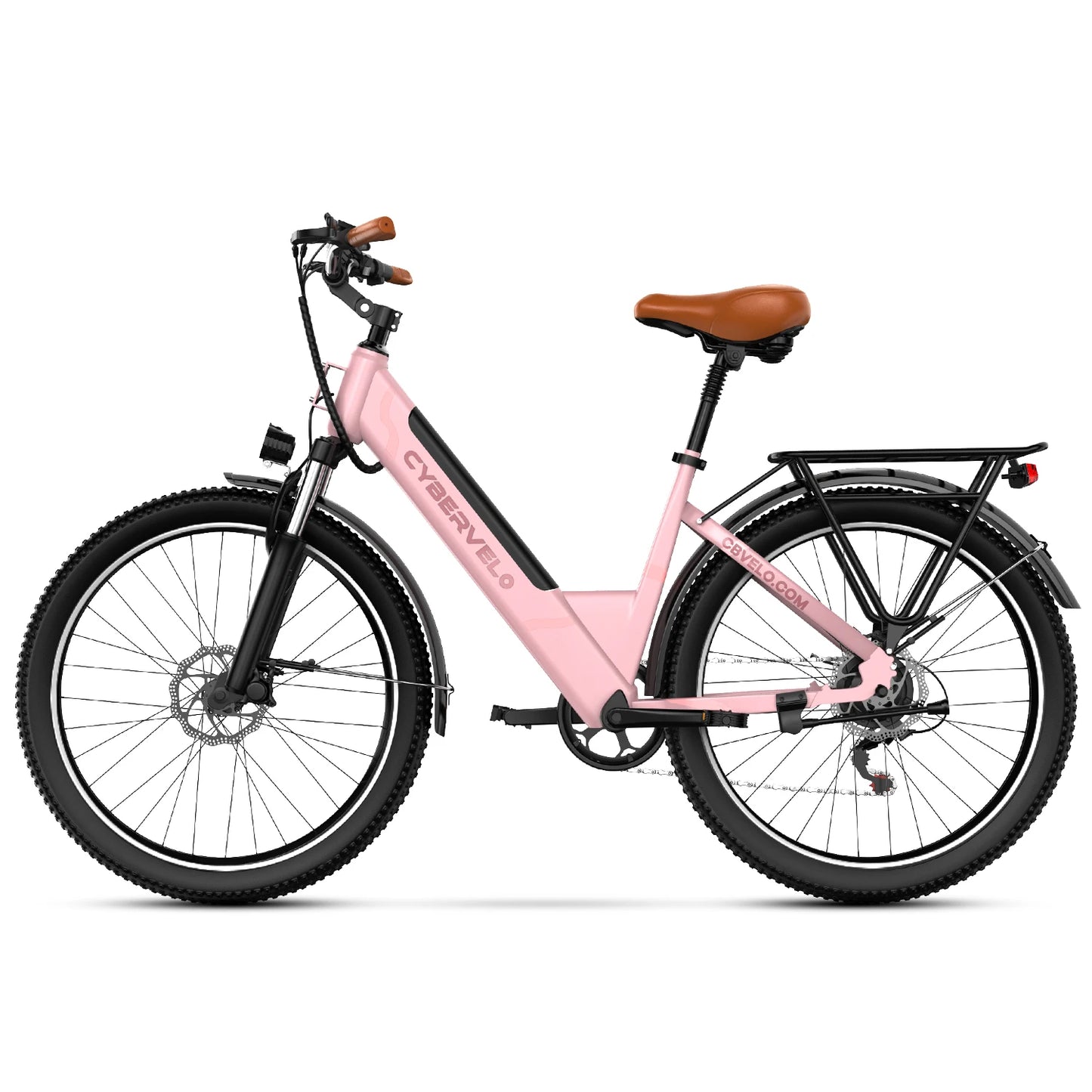 Cybervelo Urban Commute E-Bike, 48V 1000W Peak Motor, Detachable Battery 7-Speed shift Electric Bike, 26“ Step-Thru adults EK2