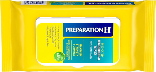 Soothing Hemorrhoid Wipes with Witch Hazel for Skin Irritation Relief - 48 Count, Flushable
