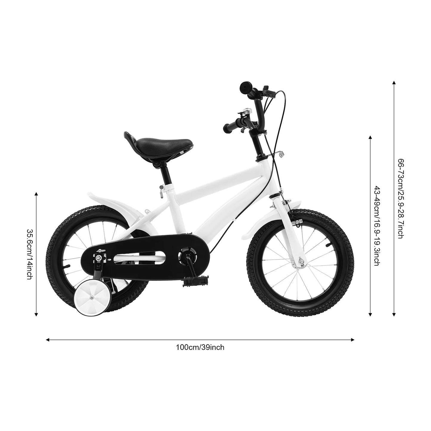 14 INCH KIDS BIKE WITH TRAINING WHEELS, ADJUSTABLE SEAT & HANDLEBAR, ANTI-SLIP HANDLEBAR, HANDBRAKE & BELL FOR BEGINNER RIDERS