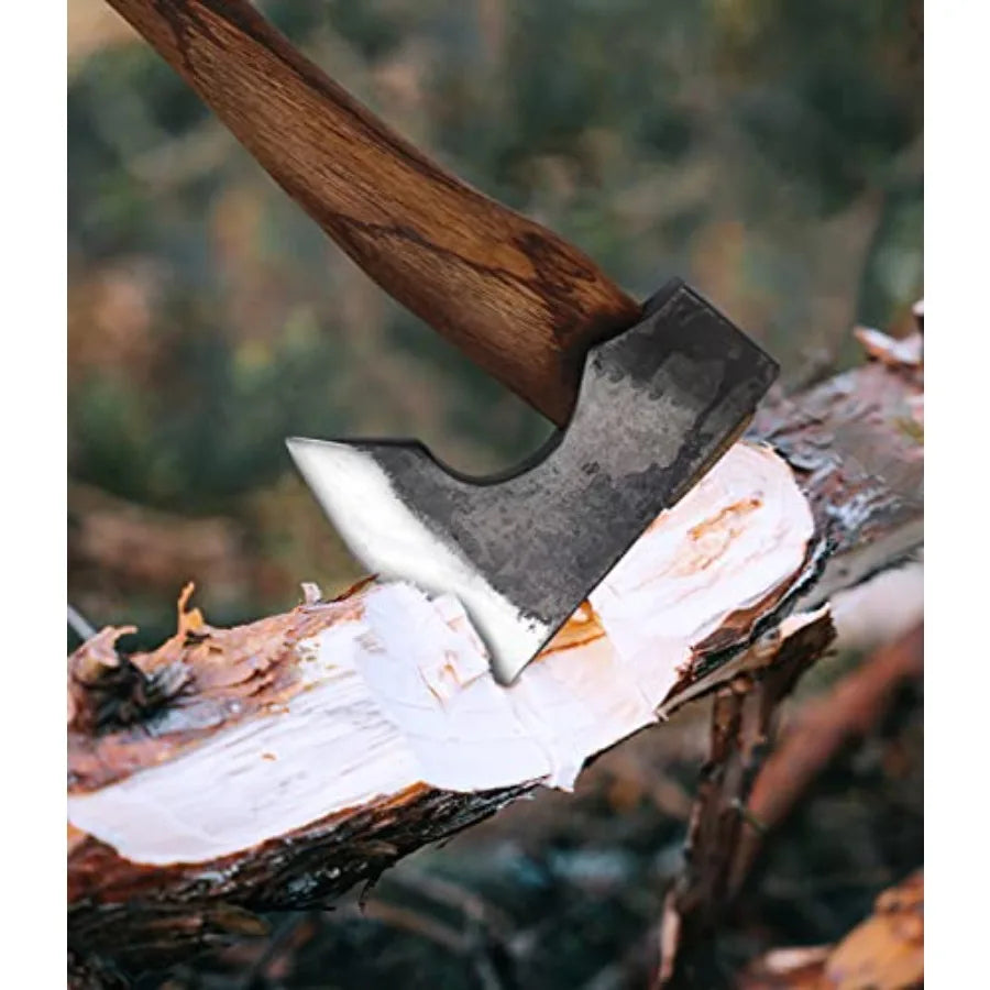 13.5 Inch Hatchet Camping Axes and Hatchets 1065 Carbon Steel and Beech Handle with Leather Sheath