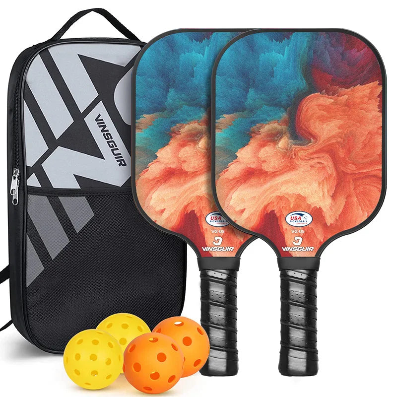 Pickleball Paddles Set Fiberglass, Honeycomb Core Lightweight pickleball paddle USAPA Approved Adult and Kids Match Beach Racket