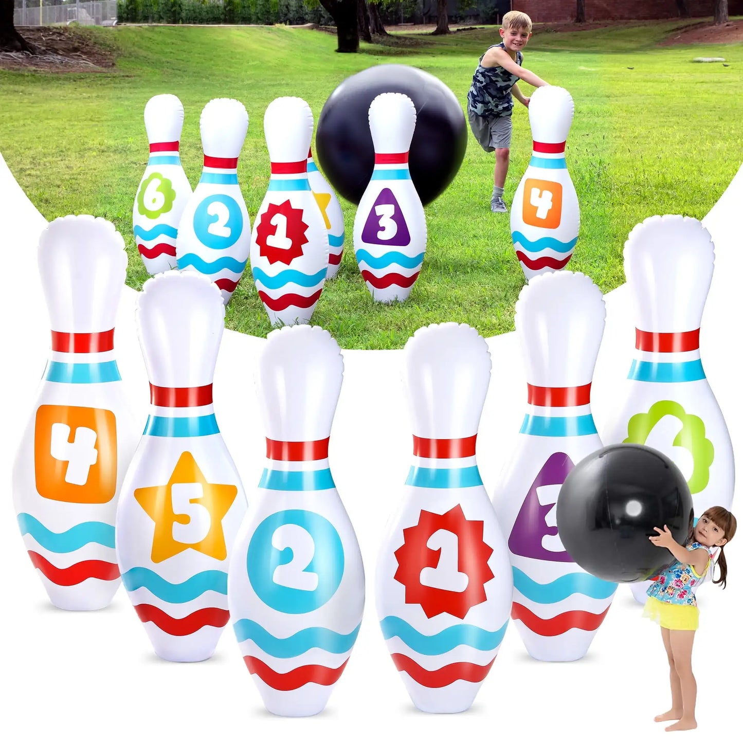 Joyfy Giant Inflatable Bowling Set for Kids, Adults, Christmas, Birthday, Gift Party Games Education Motor Skills Toys