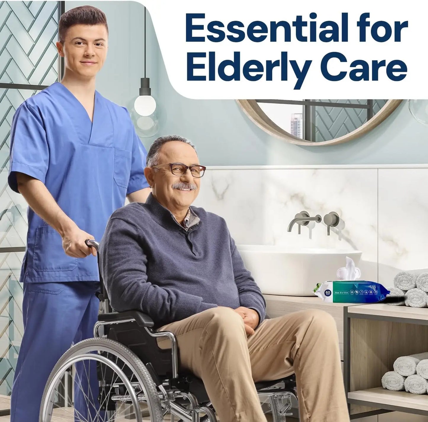 Extra Large Soft Wet Wipes for Adults, Vitamin E & Aloe Infused, Disposable Washcloths for Elderly Care, 240ct