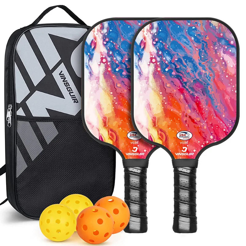 Pickleball Paddles Set Fiberglass, Honeycomb Core Lightweight pickleball paddle USAPA Approved Adult and Kids Match Beach Racket