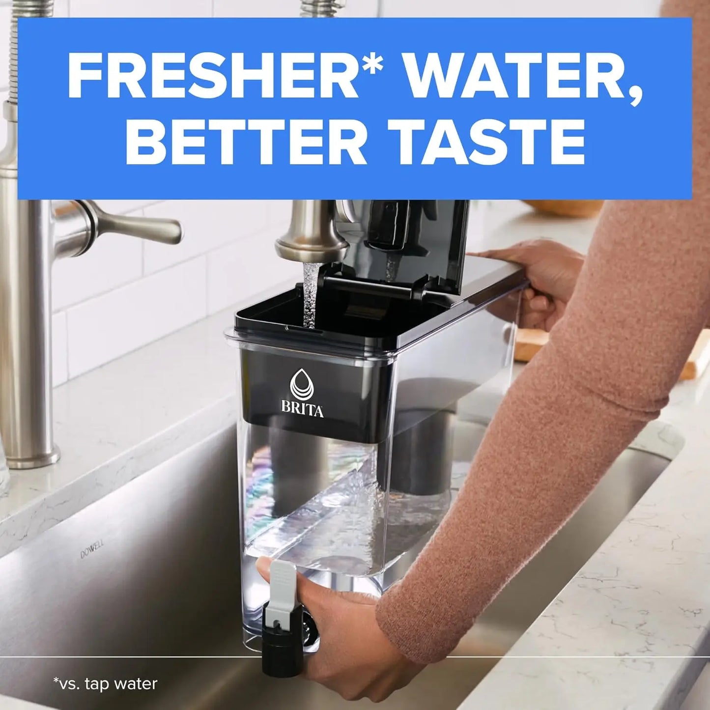 Large 27-Cup Water Dispenser with High-Density Filter, Reduces Contaminants and Plastic Use