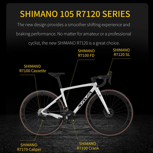 SAVA F20 Carbon Fiber Road Bike, 700C Adult Racing Bike, UCI Certified, CE Standard, Equipped with SHIMANO R7120 24-Speed Groups