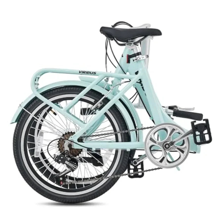 Folding Bike for Adults: 20 inch, aluminum frame, matte black, ultra-portable with 7-speed Shimano drivetrain and 90 pre-assemb