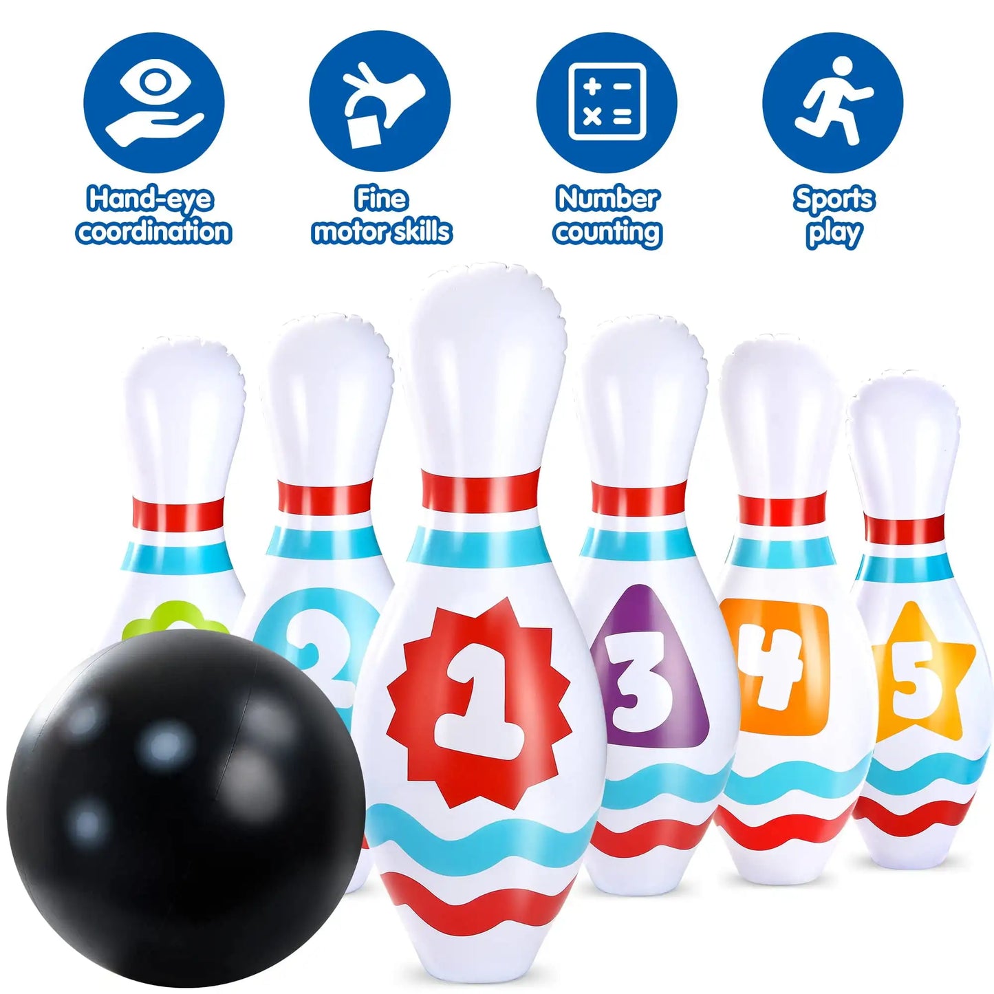 Joyfy Giant Inflatable Bowling Set for Kids, Adults, Christmas, Birthday, Gift Party Games Education Motor Skills Toys