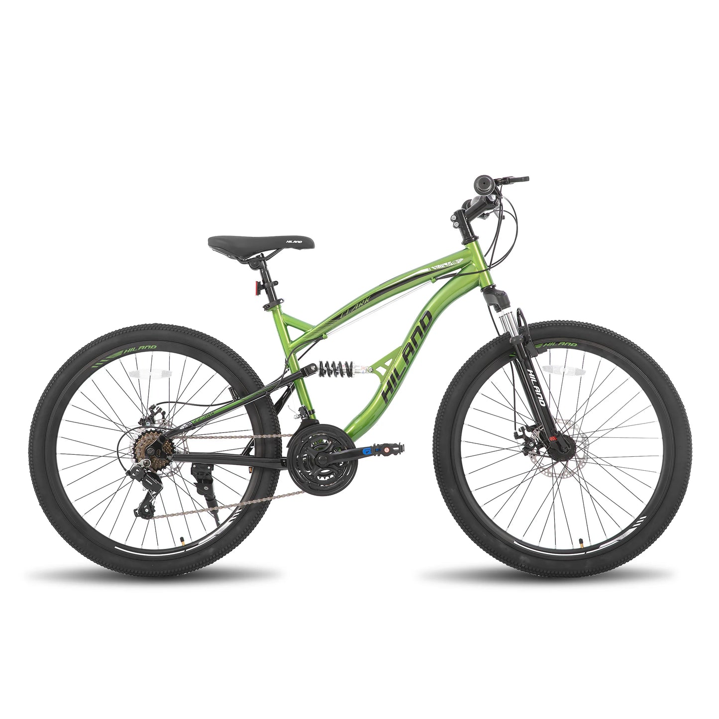 Hiland Full Suspension Mens Mountain Bike, 21 Speed, 26 Inch Wheel, Dual Disc Brake Bike for Men Womens Adult Bicycle