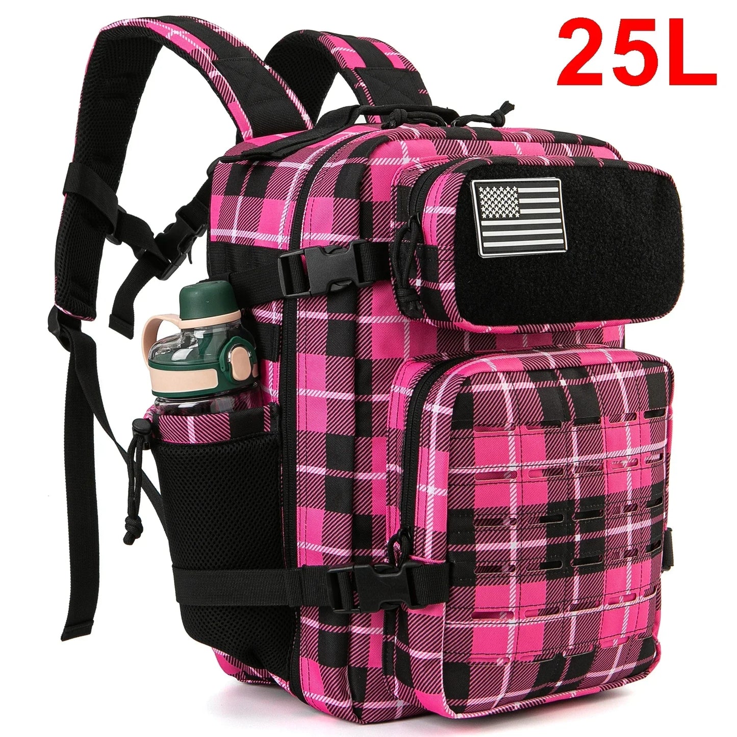 25L GYM Tactical Backpacks for Men Survival Laser Cut Molle Daypack Small Bug Out Bag Hunting Rucksack with Dual Cup Holders
