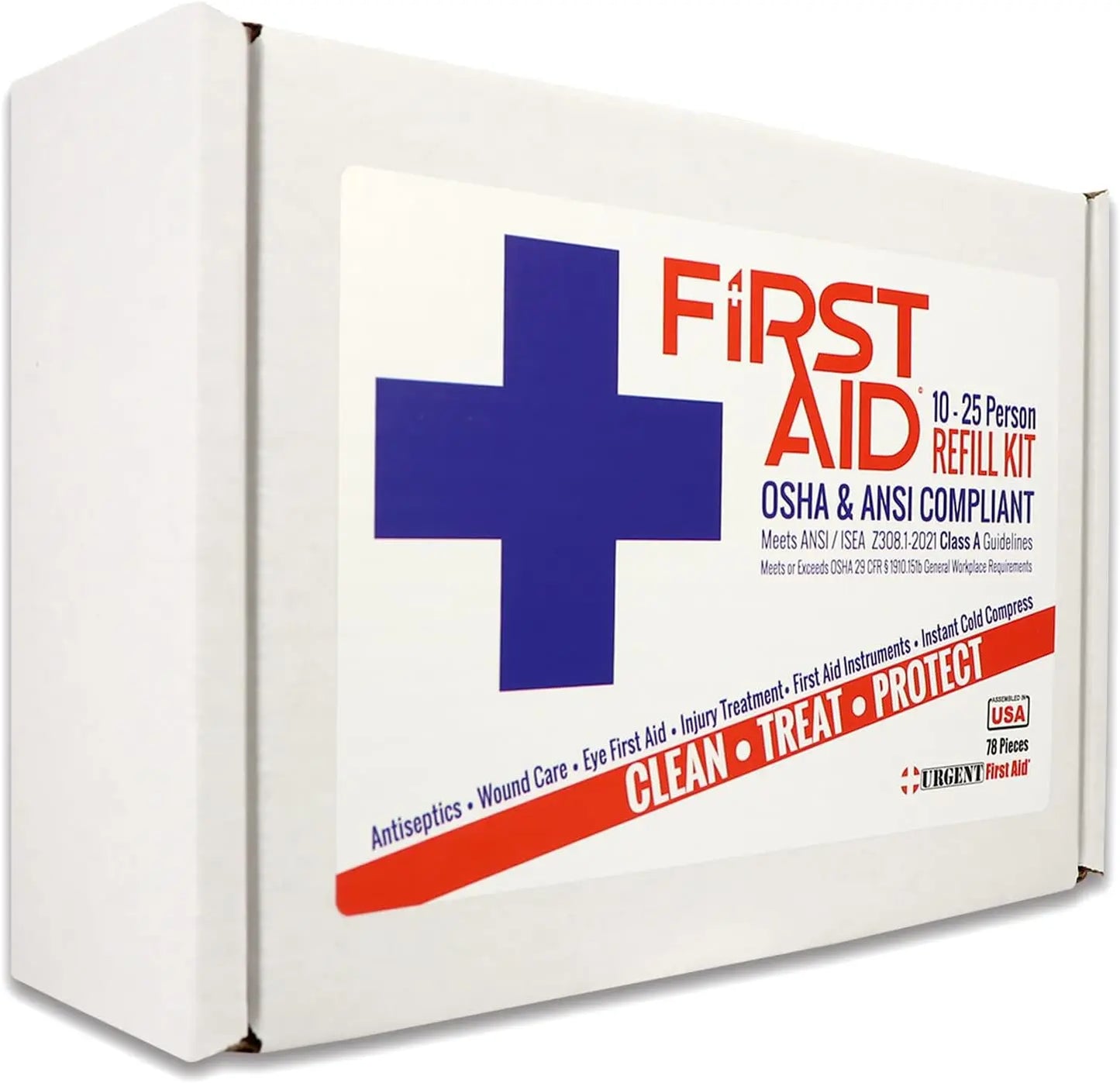 First Aid Kit Refill, 25 Person, 78 Pieces, Meets ANSI Standards for Office, Home, Car
