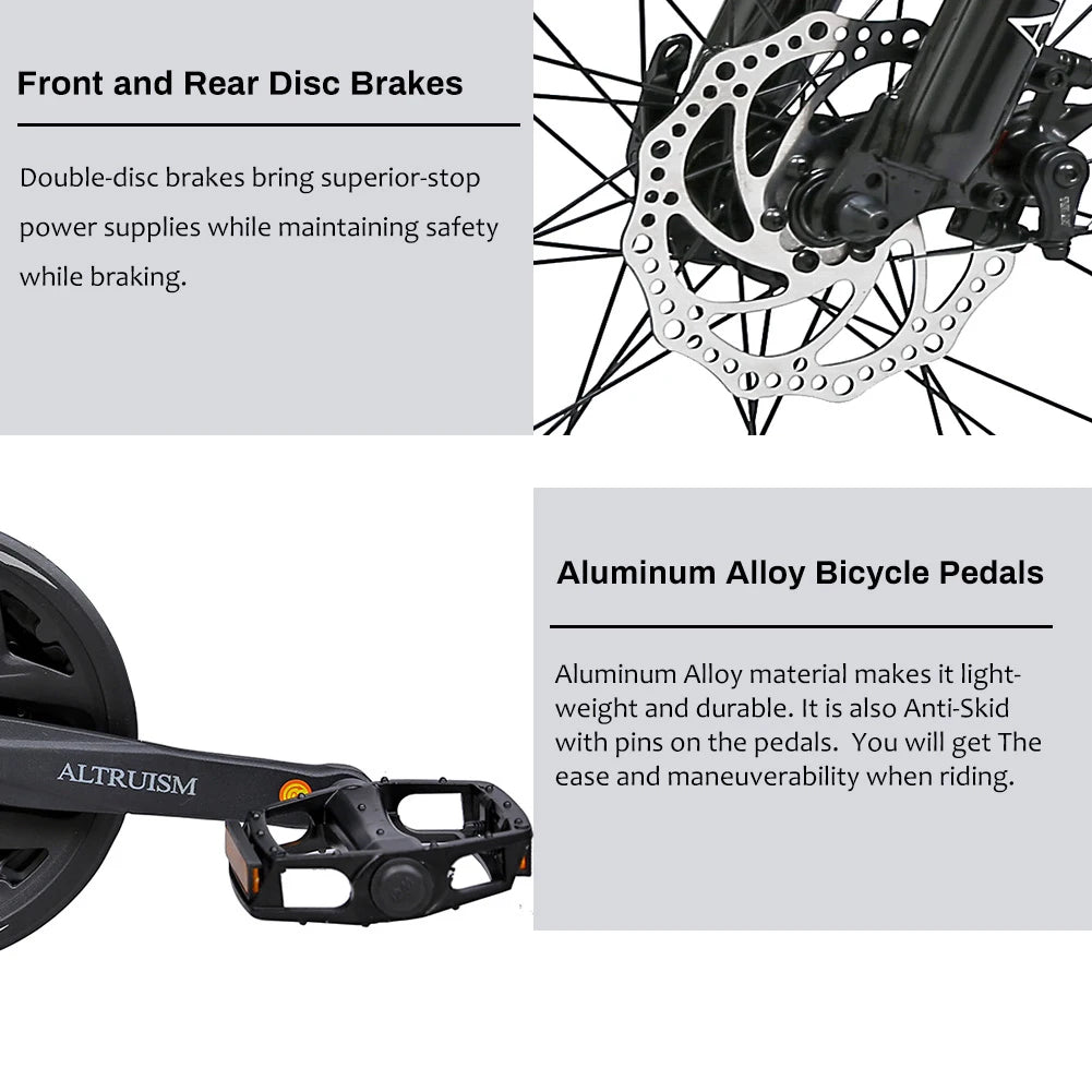 26" Dual Suspension Mountain Bike 21 Speed Disc Brake High Carbon Steel Frame Adult MTB Bicycle