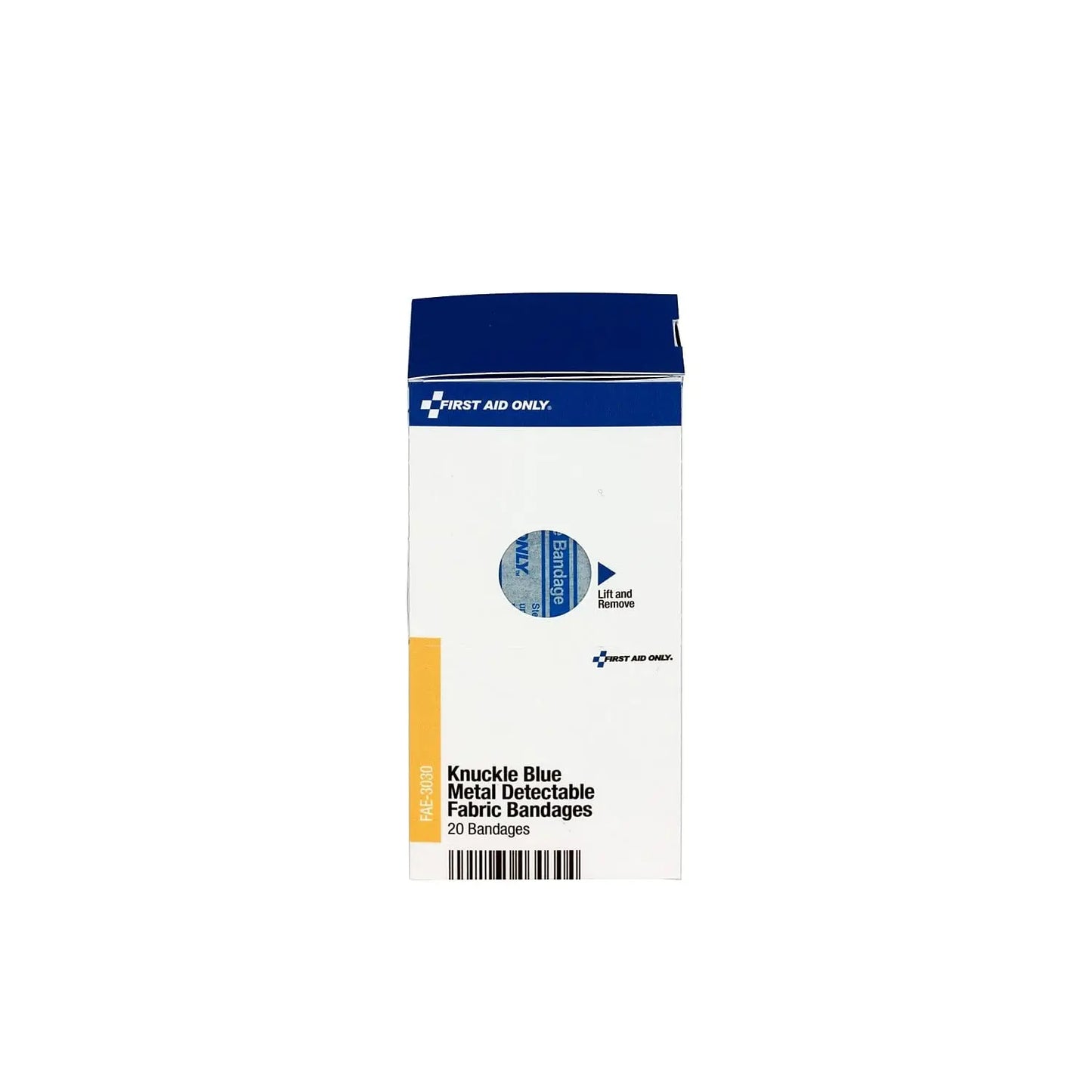 Blue Metal Detectable Knuckle Bandages, Latex-Free First Aid Refill for Food Service and Workplaces, 20 Count