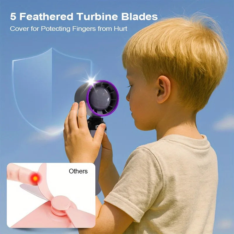 Handheld Charging Fans with Digital Display Screen Foldable Turbo Fan Powerful Winds Summer Cooling Fan for Outdoor Travel