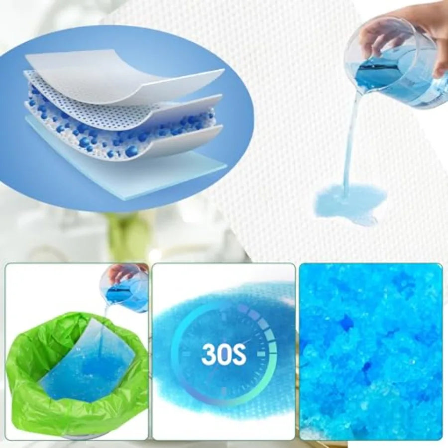 BOOWOO Bedside Commode Liners with Absorbent Pads Disposable Commode Bags/Pads Scented Adult Potty Chair Liners Portable Commod
