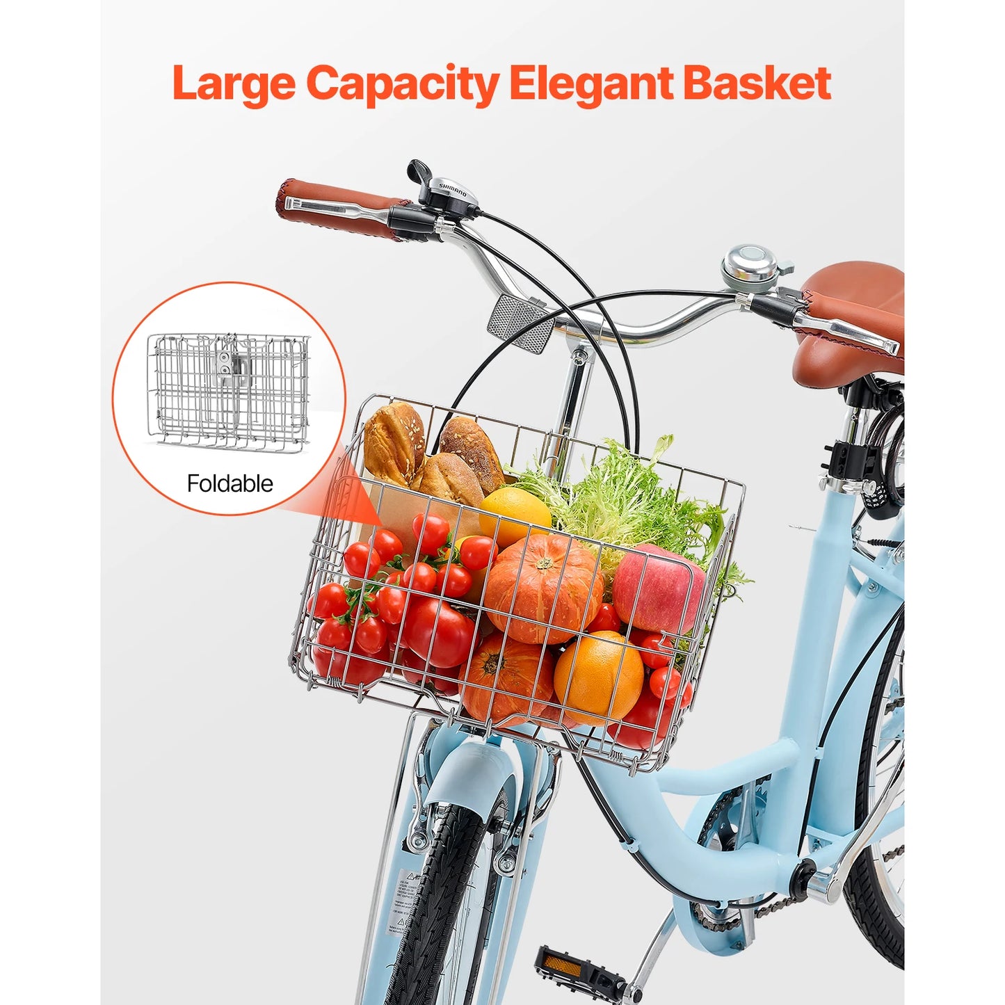 SucceBuy Cruiser Bike 24/26Inch Beach Cruiser Bike with Basket Rear Rack Adjustable Seat, Fits for Cycling, Exercise & Shopping