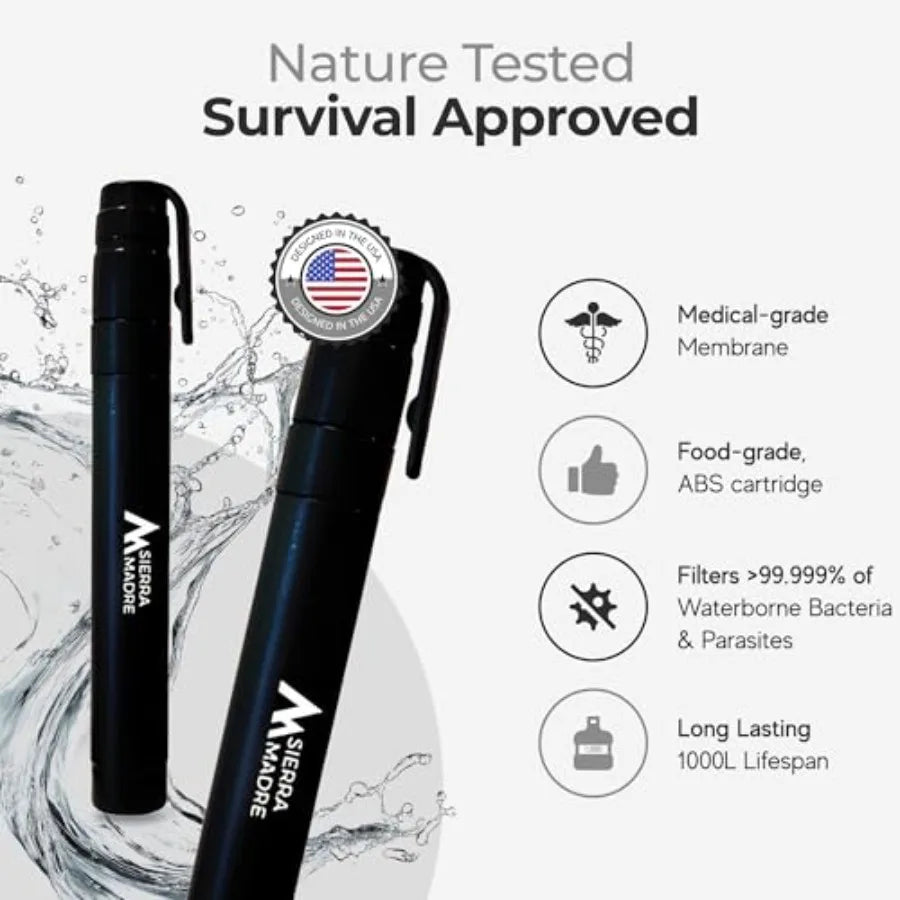 Pure Water Straw 64 Gallon Water Filter Purification for Backing Camping Hiking Travel - Perfect for Preparedness Survival Gear