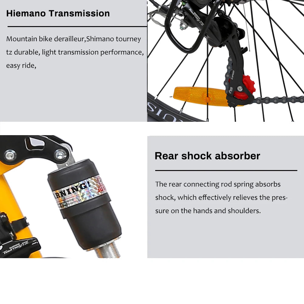 26 Inch 21 Speed Adult Bicycle Adjustable Full Suspension Mountain Bike,Dual Disc Brake High Carbon Steel Frame for Men Women