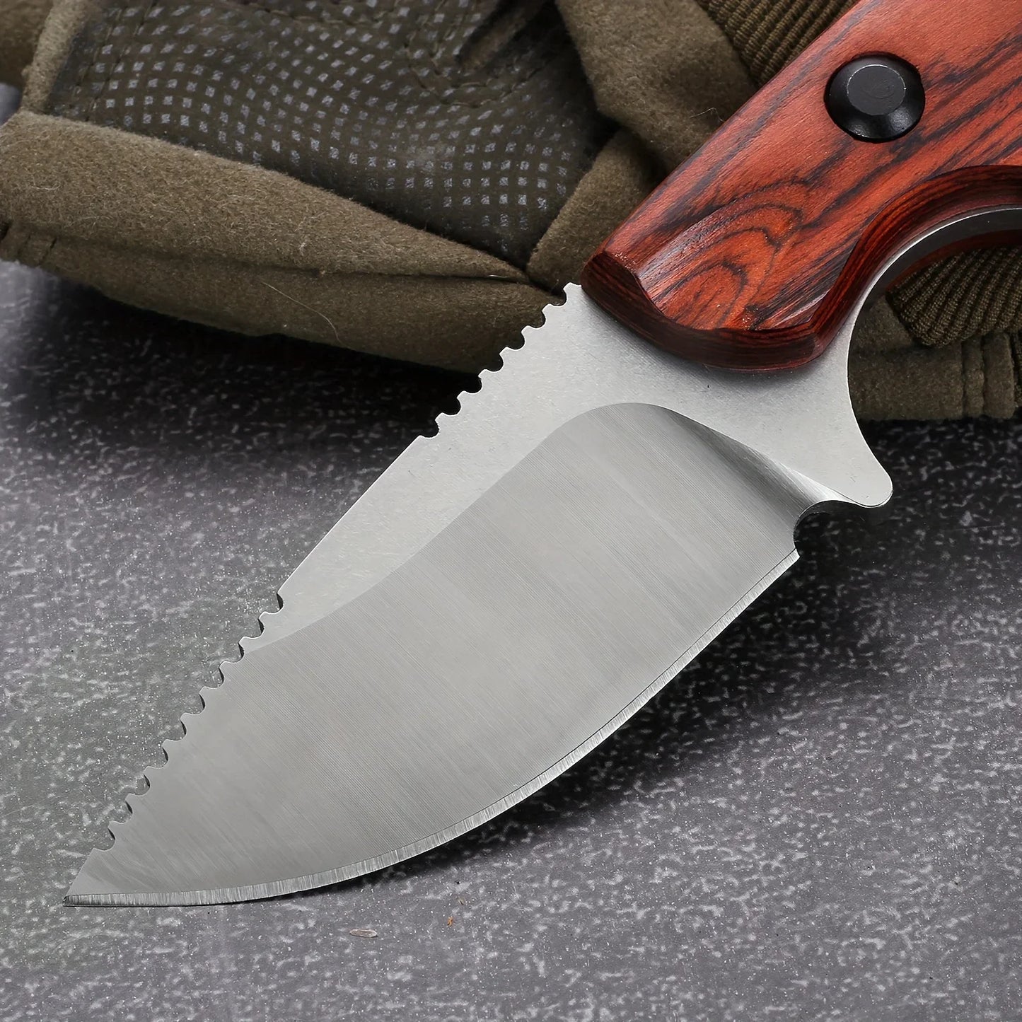 BM 15017 Hunt Hidden Canyon Hunter Fixed Knife 8Cr13Mov Blade Stabilized Wood Handle Camping Tactical Knives with Cowhide Sheath