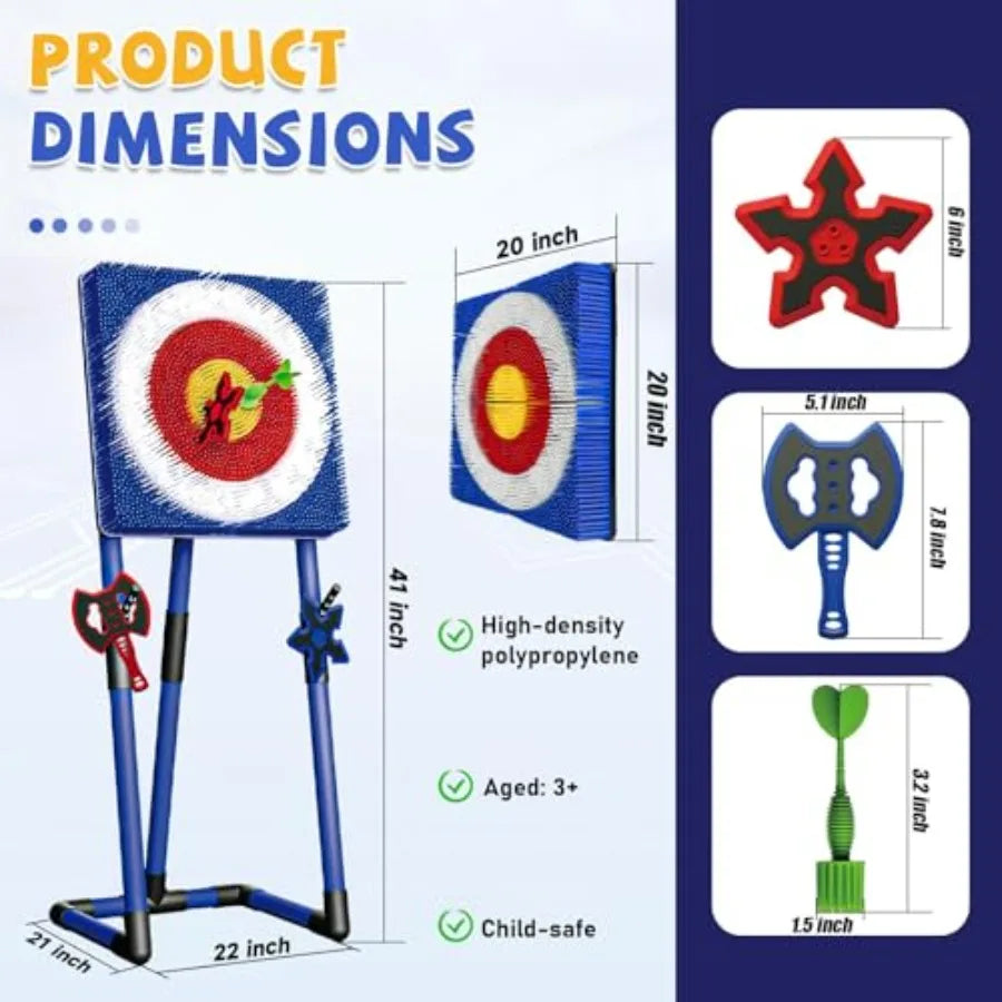 Axe Throwing Game for Backyard - Steel Frame Ax Throw Kit for and Adults - Bristle Target with 6 Throwing Axes Set and Travel B