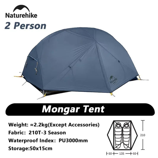 Naturehike Mongar Ultralight Tent 2 Person Waterproof PU3000mm Camping Tent Double Layer Outdoor Travel Hiking Tent