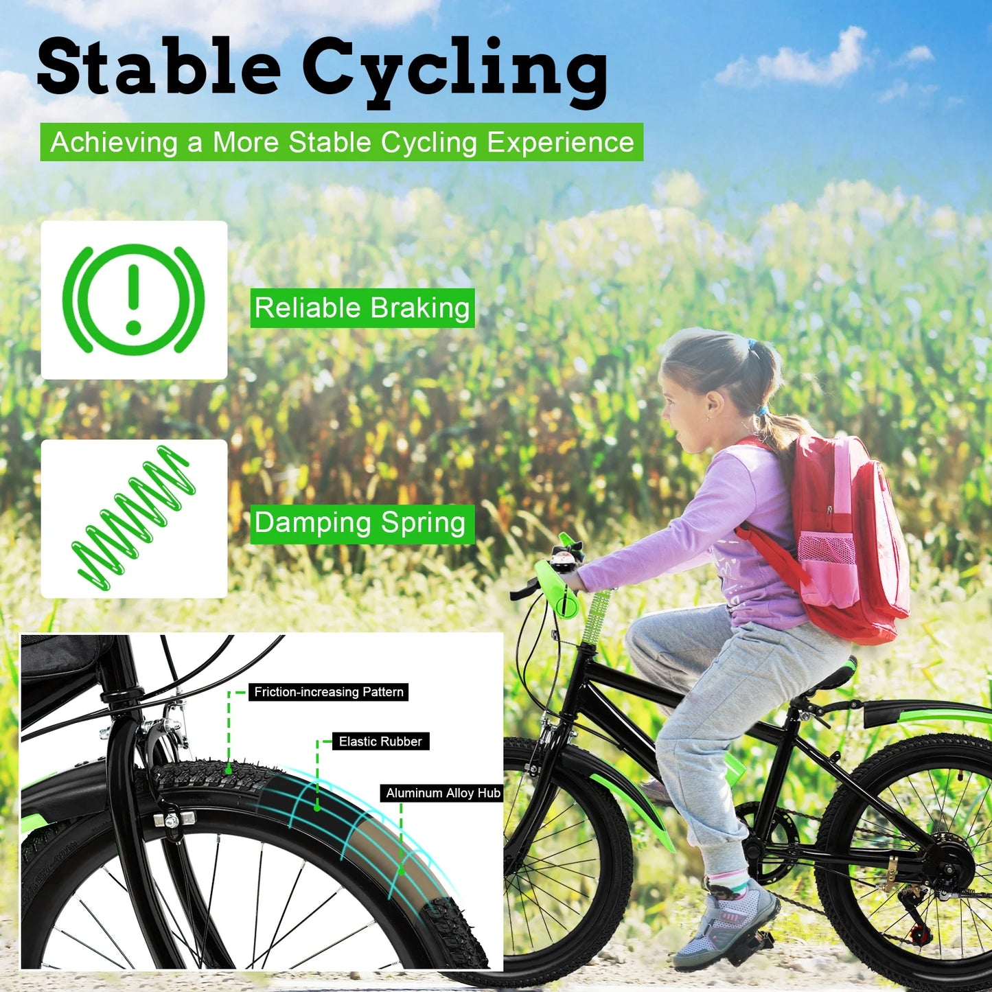 20-inch Children's Mountain Bike, 7-Speed Kids' Bicycles with Adjustable Seat & Front/Rear Brakes for Ages 4-6 Years