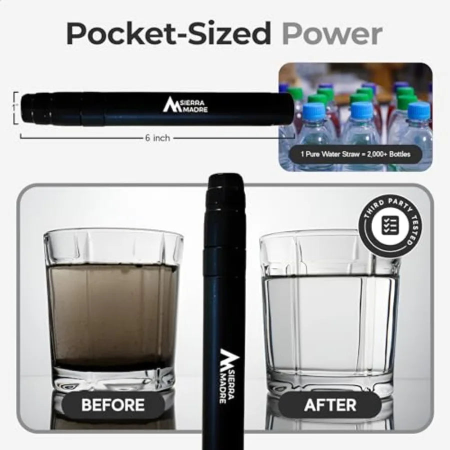 Pure Water Straw 64 Gallon Water Filter Purification for Backing Camping Hiking Travel - Perfect for Preparedness Survival Gear