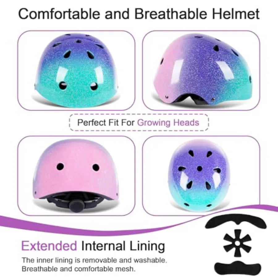 Helmet for 2-3-5-8-14 Ages Girls and Boys Ventilation and Impact Resistance Toddler Helmet for Multi-Sport Bicycle Scooter Inli