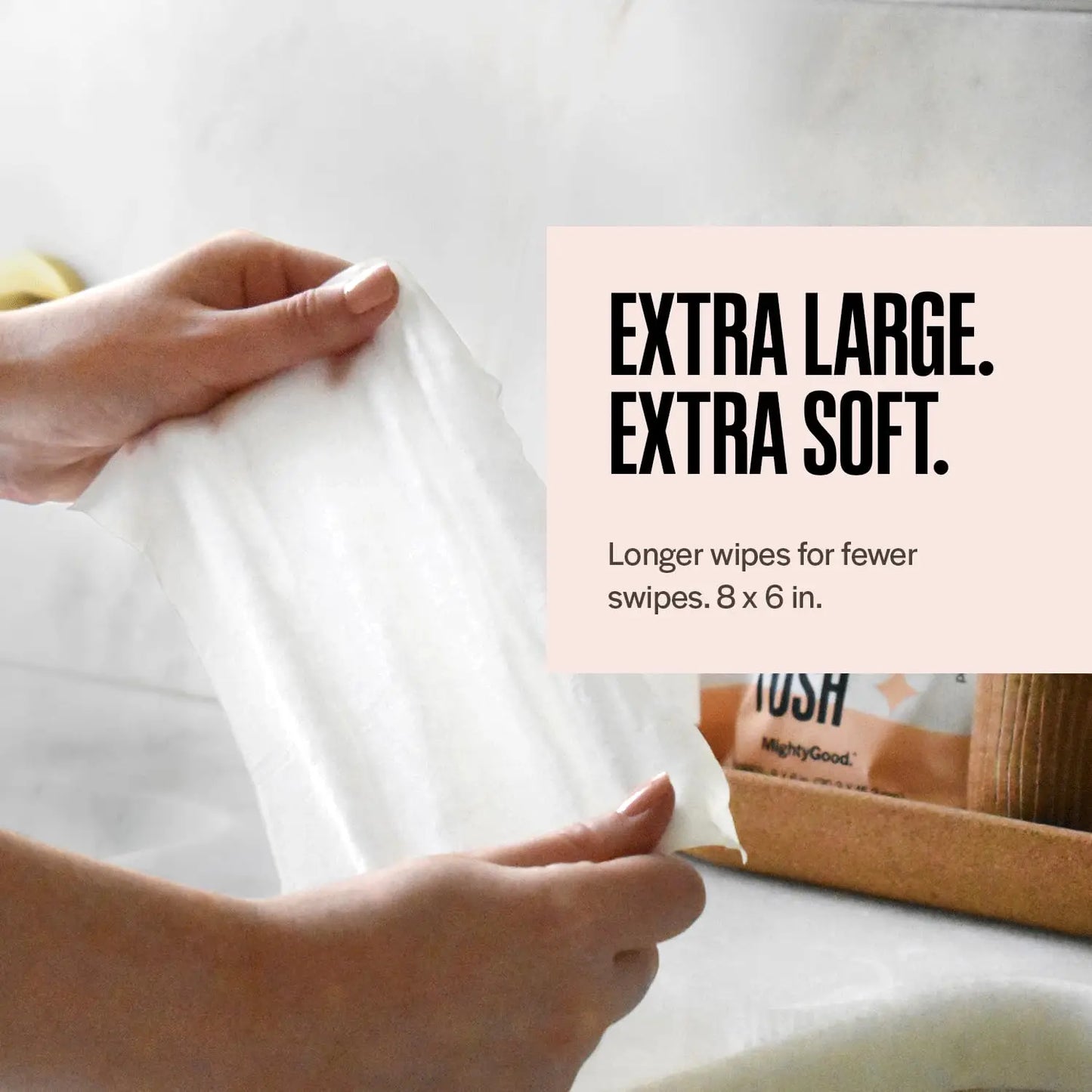 Extra Large Soft Flushable Wipes, Fragrance Free & Hypoallergenic with Aloe Vitamin E, Septic-Safe, 30 Individually Wrapped