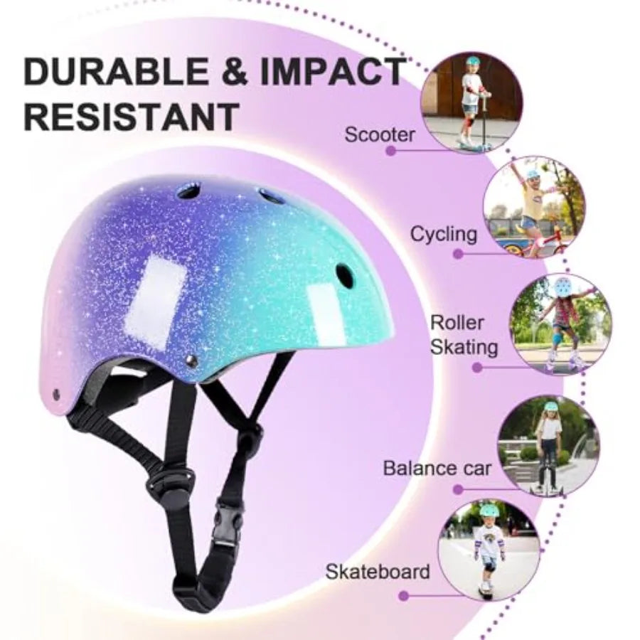 Helmet for 2-3-5-8-14 Ages Girls and Boys Ventilation and Impact Resistance Toddler Helmet for Multi-Sport Bicycle Scooter Inli