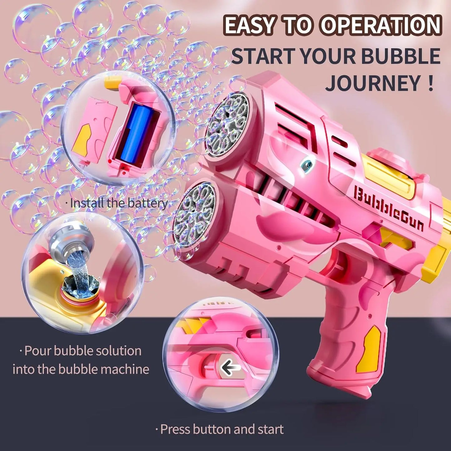 2 Pack Rechargeable Dinosaur Bubble Guns with LED Lights, 360° Leak-Proof Design for Kids Outdoor Play