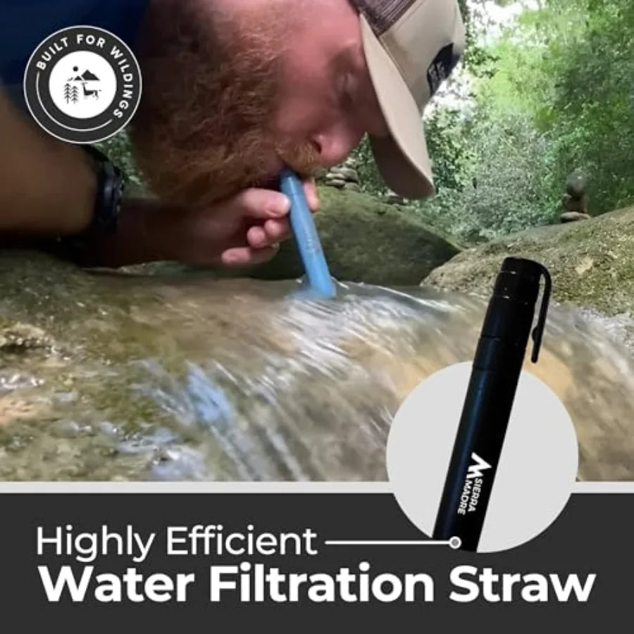 Pure Water Straw 64 Gallon Water Filter Purification for Backing Camping Hiking Travel - Perfect for Preparedness Survival Gear