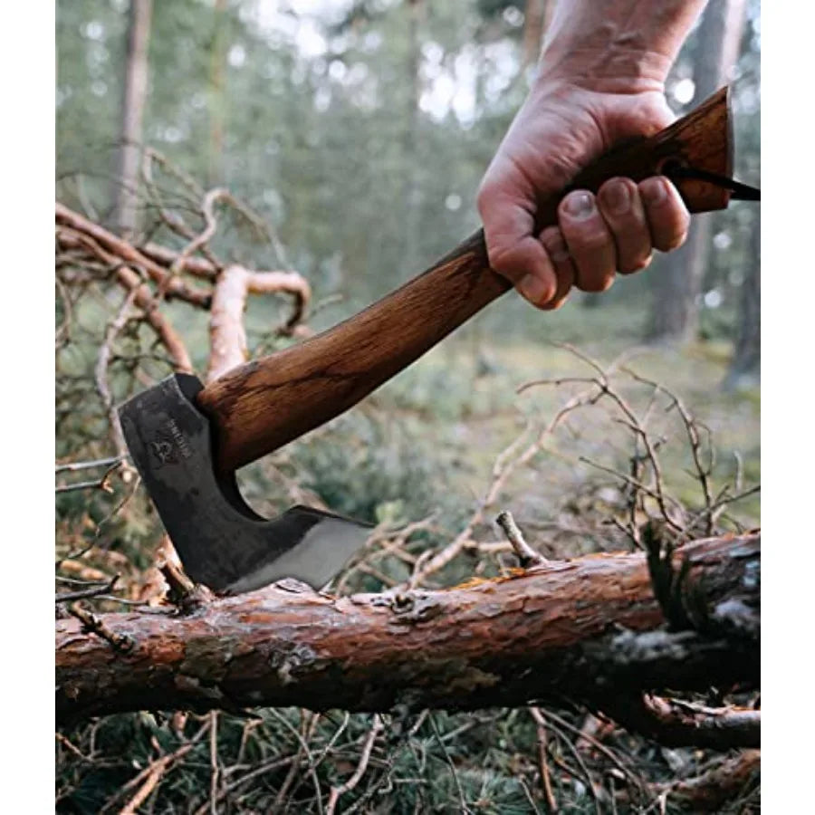 13.5 Inch Hatchet Camping Axes and Hatchets 1065 Carbon Steel and Beech Handle with Leather Sheath