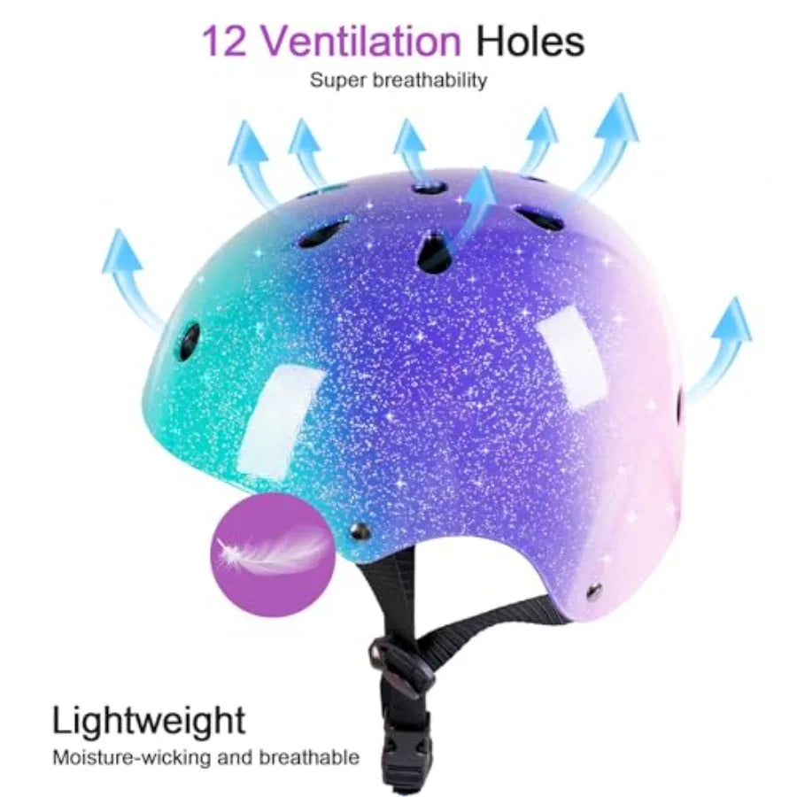 Helmet for 2-3-5-8-14 Ages Girls and Boys Ventilation and Impact Resistance Toddler Helmet for Multi-Sport Bicycle Scooter Inli