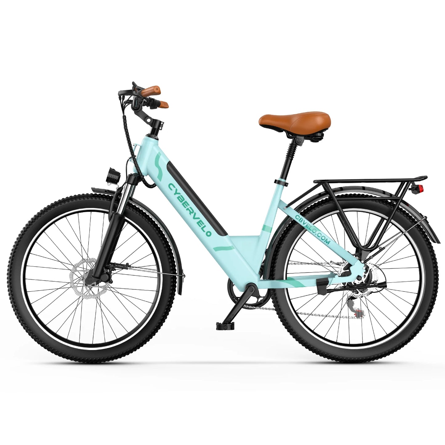 Cybervelo Urban Commute E-Bike, 48V 1000W Peak Motor, Detachable Battery 7-Speed shift Electric Bike, 26“ Step-Thru adults EK2